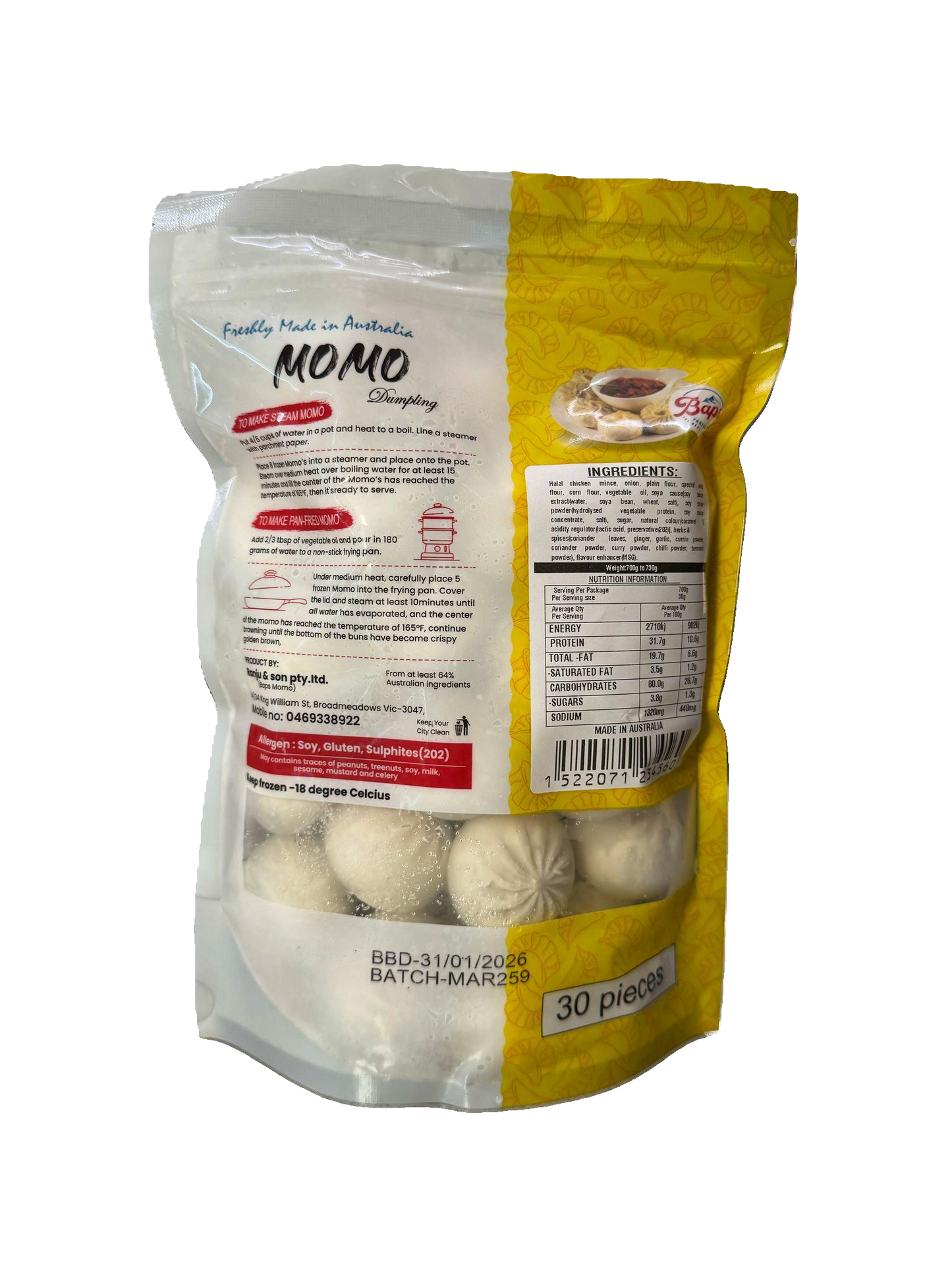 Baps Chicken MOMO - 30PCS