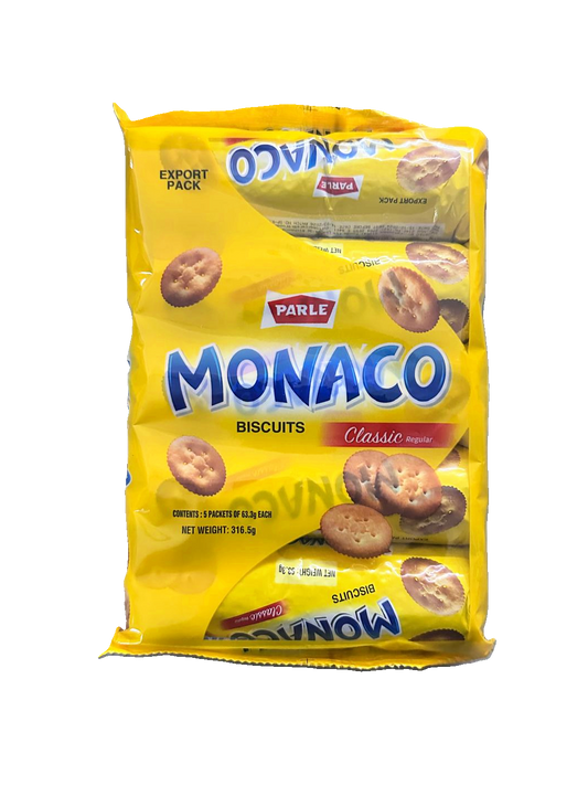 Parle Monaco Classic Biscuits – Export Pack 316.5g (5 x 63.3g)